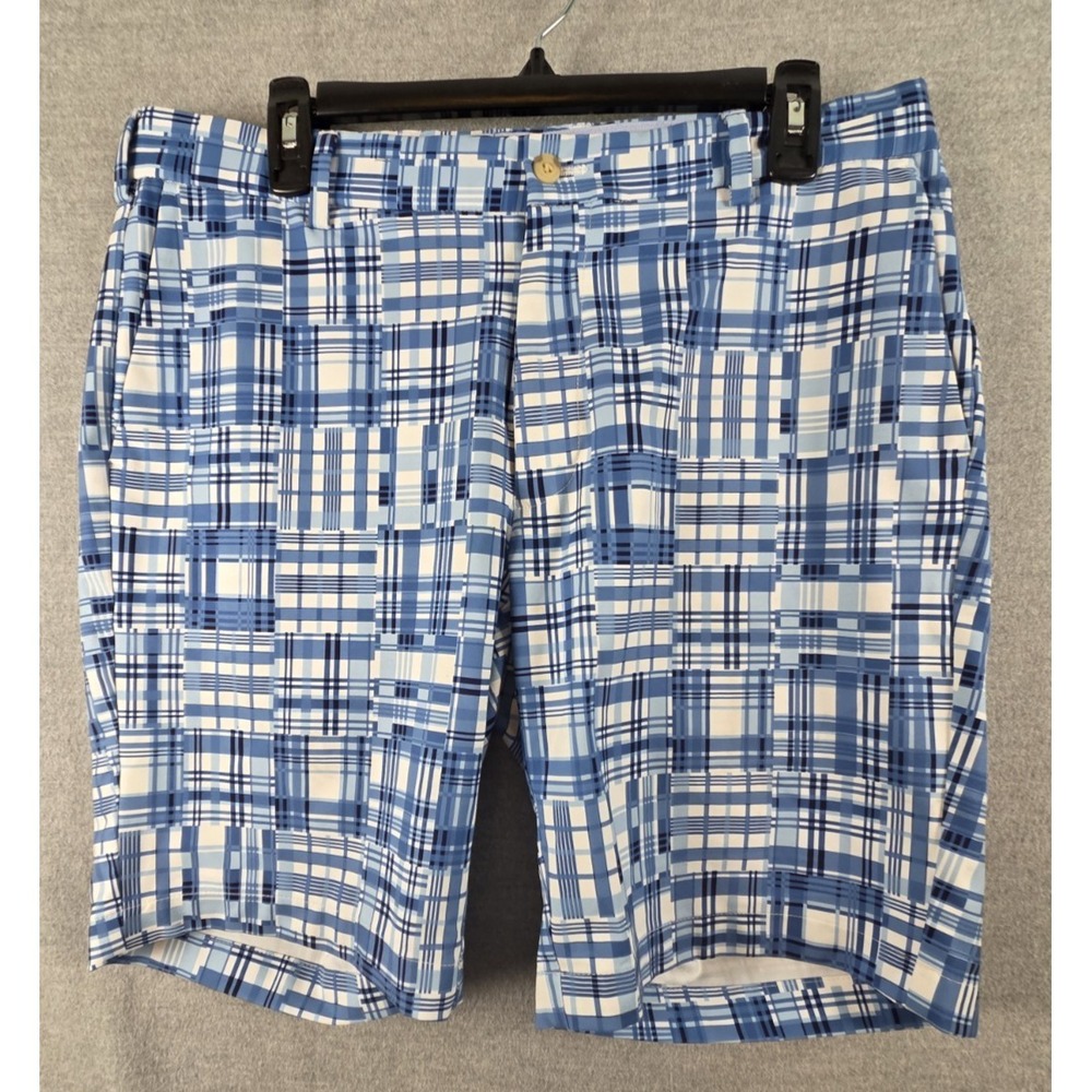 Peter Millar‎ Crown Crafted Performance Golf Shorts Mens 34 Blue Patchwork Print